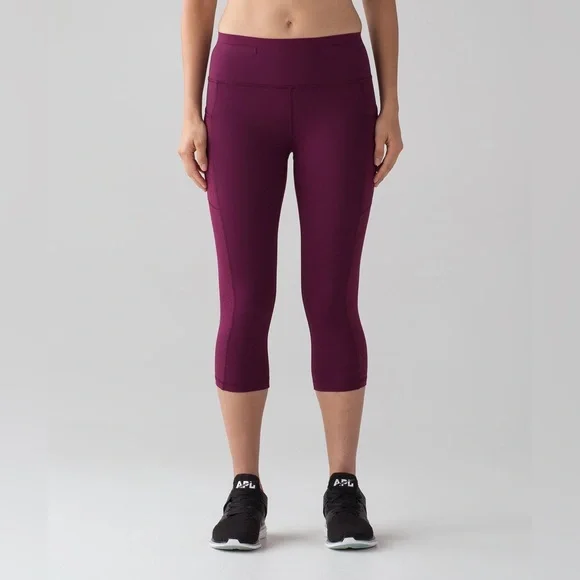 Lululemon Athletica Marvel Dark Pink Mind Over Miles Crop 17” Leggings size 4 - Picture 9 of 16